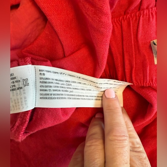 Abercrombie & Fitch A&F Linen Blend Pants Ultra High Rise Wide Leg Pink Sz Small - Picture 6 of 8